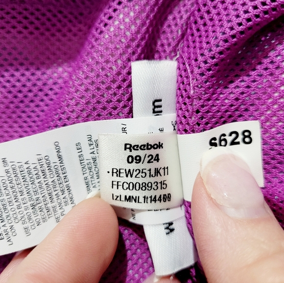Reebok Women’s Hooded Windbreaker Jacket Abstract Print Size Large Zip Front - Picture 13 of 14